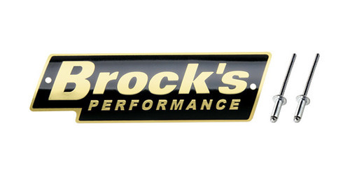 <p>The Brock&rsquo;s Performance logo plates have been specifically designed with an embossed design element that cannot be erased or scratched away. UV curable inks and UV clear coat provides protection against exposure to the elements and harsh environments. Manufactured in the USA, our 5.5" aluminum logo plates have been used for over 20 years and are displayed on most all of our exhaust systems. The 5.5&rdquo; logo plates include 2 stainless steel rivets.</p> <p>For high temperature applications, select the 'High Heat Application' option which includes a heat resistant silicone aluminum coating that can withstand temperatures up to 800&deg;. Recommended on the Brock&rsquo;s Performance TiWinder, Sidewinder, or any system where the baffle will be removed. Special washers are also included for TiWinder applications with the 'High Heat Application' option.</p> <p><strong>Prior to ordering, measure the length of your current logo plate to ensure you are selecting the correct size (length will either be 4 inches or 5.5 inches).</strong></p> <p><a style="color: blue;" href="%%GLOBAL_ShopPathSSL%%/content/Instructions/OTHER/996486.pdf" target="_blank">Click here to view Installation Instructions</a></p>