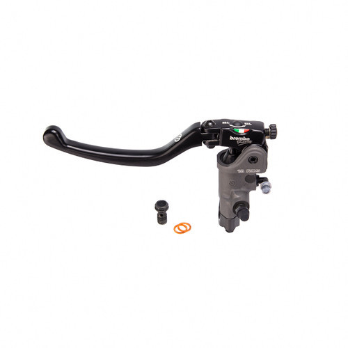 <p><strong>Piston DIA:</strong> 19mm</p> <p><strong>Lever Ratio:</strong> 18-20</p> <p><strong>Lever Type:</strong> Folding Lever</p> <p><strong>Material:</strong> Forged Aluminum</p> <p><strong>Finish:</strong> Hard Anodized</p> <p><strong>Weight:</strong> 12.35oz (350g)</p> <p><strong>Fixing DIA:</strong> 1" (25.4mm)</p> <p><strong>Brake Fluid:</strong> DOT 4 <a style="color: blue;" href="%%GLOBAL_ShopPathSSL%%/v-twin/brakes/brake-fluid/" target="_blank">(Sold Separately)</a></p> <p><strong>Note:</strong> Clutch Master Cylinder Reservoir Not Included <a style="color: blue;" href="%%GLOBAL_ShopPathSSL%%/brembo-clutch-master-cylinder-reservoir-kit-15ml/" target="_blank">(Sold Separately)</a></p> <p><strong>Brembo P/N:</strong> 110.A897.70</p> <hr width="100%" /> <p>Brembo RCS radial master cylinders allow the rider to choose between power or precision in relation to road conditions, the weather, personal preference for feel and familiarity with the bike. This patented master cylinder, derived directly from the unit used in MotoGP, features an innovative adjustment system that allows the same master cylinder to cater for the many different requirements of even the most exacting customer.</p> <p>Created specifically to bring MotoGP and Superbike technology to countless enthusiasts, the Brembo RCS radial master cylinder sets new standards for high performance brake components in terms of technology and style.</p> <div class="moretab" data-title="Product Details"> <p><strong>Brembo Radial RCS:</strong></p> <p>The RCS system consists of an adjuster that sets the brake lever pivot distance to either 18 or 20mm, for the perfect feedback between rider and machine: setting the pivot distance to 20mm makes the braking system more reactive and immediate, while a pivot distance of 18mm makes it more precisely controllable.</p> <p>Changing between the two settings is extremely quick: simply adjust the master cylinder pivot distance by turning the adjuster on the front of the guide lever with cam mechanism by 180&deg; using a screwdriver (red indicates 18mm, black indicates 20mm). This changes braking power distribution without modifying the pure power of the system itself.</p> <p>The piston, gaskets, and push rod of RCS master cylinders are exactly the same components as those in the master cylinders used by practically all MotoGP and SBK riders, and are manufactured to extremely fine tolerances and ensure very low friction.</p> <p>The lever consists of two main components: the racing lever guide and the folding, forged lever itself.</p> </div>