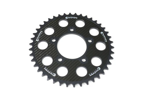 <ul> <li>Manufactured from carbon fiber and aluminum</li> <li>Up to 25% lighter than a typical all-aluminum sprocket</li> <li>Patented Teflon impregnated ceramic coating</li> <li>Fits aftermarket wheels (BST, Marchesini, OZ-Racing, Rotobox)</li> <li>For use with a 530 chain</li> <li><em>Recommended maximum horsepower not to exceed 300hp</em></li> </ul> <p><strong><em>Sprocket Dimensions:</em></strong><em> 5 (10mm holes) with a PCD (Pitch Circle Diameter) of 100mm and a sprocket ID of 76mm.</em></p> <div class="moretab" data-title="Product Details"> <p>CeraCarbon aluminum/composite hybrid sprockets. Leveraging high-performance engineered-composite parts and lightweight aluminum, CeraCarbon has enabled motorcycle sprockets to weigh less, go faster and last longer. Produced from carbon fiber and lightweight 7075-T6 aerospace aluminum with a patented Teflon impregnated ceramic coating. The sprocket is coated with a specialized ceramic coating for durability. A diffused Teflon coating is applied that will enter the ceramic and will help to reduce friction between the chain and the sprocket. As used in World Superbike, British Superbike, Moto2 and Paris Dakar.</p> </div>