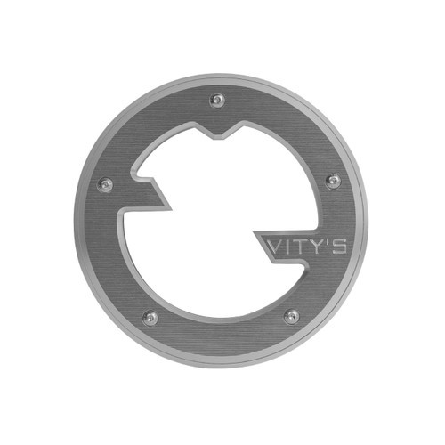 <ul>
<li>Silver massive derby cover</li>
<li>CNC machined from billet aluminum</li>
<li>Polycarbonate (see-through) window</li>
<li>Easy to install</li>
<li>Outside diameter of the OEM derby cover should be 7.8 inches or 198mm</li>
<li>Designed for&nbsp;(16-24) Milwaukee 8 Touring models</li>
<li>Includes hardware and gasket</li>
<li>Disassembly of derby cover required before installation</li>
</ul>
<p><em>Installation should be performed following the OEM Harley-Davidson Service Manual and torque specifications</em></p>
<div class="moretab" data-title="About Vity's Design">
<p>Vity's goal is to dedicate the highest effort we possibly can into our original, custom designed products for your beloved Harley Davidson. Quality and customer satisfaction is imperative to us. We also love our heritage that helped us greatly in the process of creating this brand. Italian craftsmanship at its best.</p>
<p>Vity&rsquo;s Design showcases the natural beauty of CNC machining, in most products, by intentionally omitting final finishing processes such as tumbling, stonewashing, burnishing, or polishing.</p>
<p>The following quote from Vity's Design Founder, Matteo Vitali is translated from Italian: "From the incredible passion for Harley Davidson, my every single iron take shape. From a deep and meticulous study of materials, shapes and color, my accessories come to life."</p>
</div>