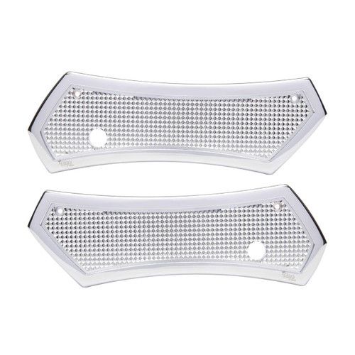 <ul>
<li>Diamond chrome saddlebag latch cover set</li>
<li>Easy to install</li>
<li>CNC machined from billet aluminum</li>
<li>Designed for (93-13) FLT and Touring models</li>
<li>Includes mounting hardware</li>
</ul>
<p><em>Installation should be performed following the OEM Harley-Davidson Service Manual and torque specifications</em></p>
<div class="moretab" data-title="About Vity's Design">
<p>Vity's goal is to dedicate the highest effort we possibly can into our original, custom designed products for your beloved Harley Davidson. Quality and customer satisfaction is imperative to us. We also love our heritage that helped us greatly in the process of creating this brand. Italian craftsmanship at its best.</p>
<p>Vity&rsquo;s Design showcases the natural beauty of CNC machining, in most products, by intentionally omitting final finishing processes such as tumbling, stonewashing, burnishing, or polishing.</p>
<p>The following quote from Vity's Design Founder, Matteo Vitali is translated from Italian: "From the incredible passion for Harley Davidson, my every single iron take shape. From a deep and meticulous study of materials, shapes and color, my accessories come to life."</p>
</div>