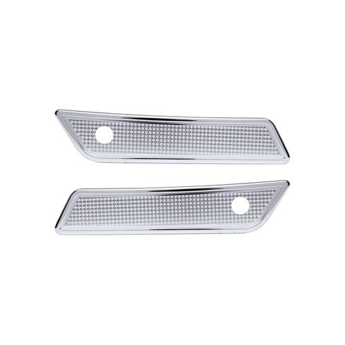 <ul>
<li>Diamond chrome saddlebag latch cover</li>
<li>Easy to install</li>
<li>CNC machined from billet aluminum</li>
<li>Designed for (14-23) Touring models excluding (2023) Road Glide CVO and Street Glide CVO</li>
<li>Does not include mounting hardware</li>
</ul>
<p><em>Installation should be performed following the OEM Harley-Davidson Service Manual and torque specifications</em></p>
<div class="moretab" data-title="About Vity's Design">
<p>Vity's goal is to dedicate the highest effort we possibly can into our original, custom designed products for your beloved Harley Davidson. Quality and customer satisfaction is imperative to us. We also love our heritage that helped us greatly in the process of creating this brand. Italian craftsmanship at its best.</p>
<p>Vity&rsquo;s Design showcases the natural beauty of CNC machining, in most products, by intentionally omitting final finishing processes such as tumbling, stonewashing, burnishing, or polishing.</p>
<p>The following quote from Vity's Design Founder, Matteo Vitali is translated from Italian: "From the incredible passion for Harley Davidson, my every single iron take shape. From a deep and meticulous study of materials, shapes and color, my accessories come to life."</p>
</div>