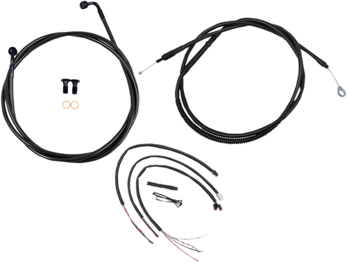 La Choppers Complete Midnight Braided Handlebar Cable Brake Line Kit Standard La8153Kt216M