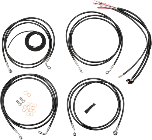 La Choppers Complete Black Vinyl Braided Handlebar Cable Brake Line Kit La8052Kt213B