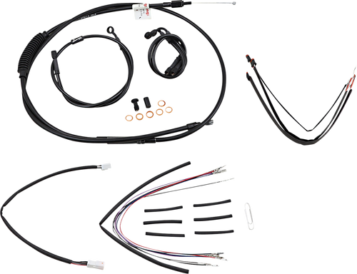 Burly Brand Complete Black Vinyl Handlebar Cable Line Kit For Ape Hanger Handlebars B301172