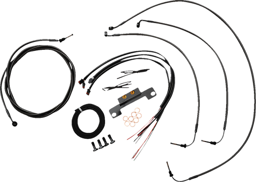 La Choppers Complete Midnight Braided Handlebar Cable Brake Line Kit Stock La8058Kt208M