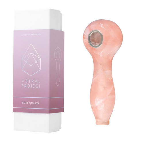 Gemstone 3.5" Spoon Pipe By Astral Project (Rose Quartz)    