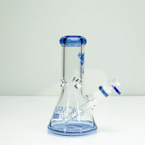 Diamond Glass 8" DIAMOND HITTER 7mm Color Accents Beaker Water Pipe - Blue Violet