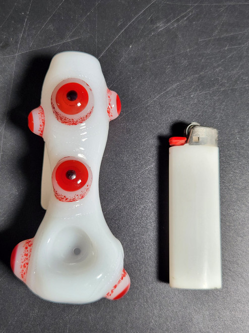 5" Bloody Monster Eyes Hand Pipe (White)   