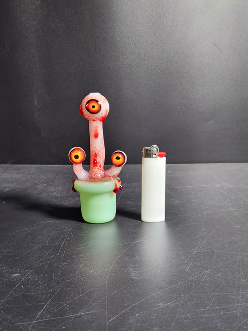 5.2" Triple Bloody Monster Eyes Hand Pipe (Slime Green)  