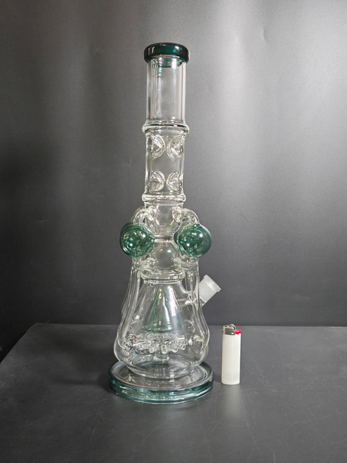 18" Quad Crazy Recycler Water Pipe Rig w/Dry Bowl (Teal)