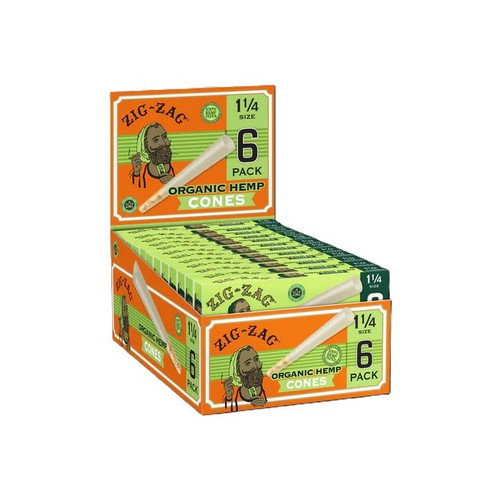 Zig Zag 1-1/4 Organic Hemp Paper Cones (6ct) 24pack Display