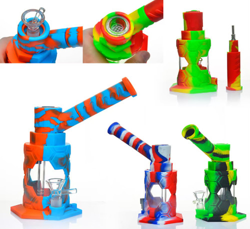 7" Silicone Side Car Nectar Collector Hybrid Water Pipe Rig *NEW*
