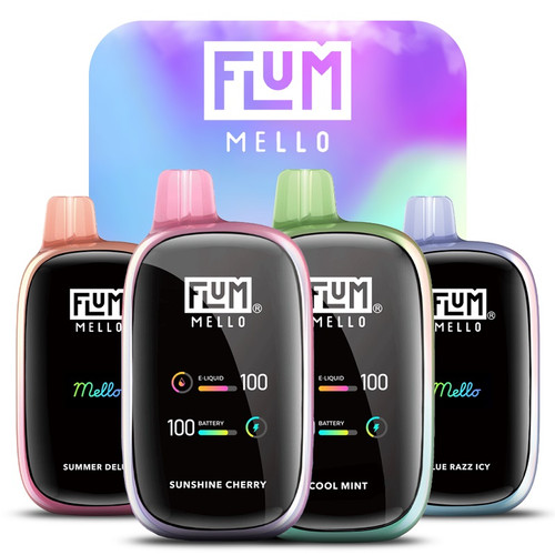 (Ruby Green) Flum MELLO 15ml 20k Puffs 650mAh Rechargeable Disposable 10ct Display 