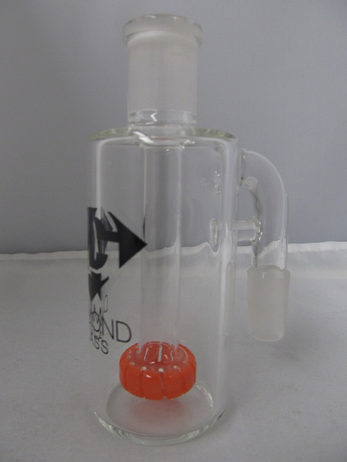 Diamond Glass 14mm 90 degree Wheel Perc Stem Ash Catcher (Orange) 