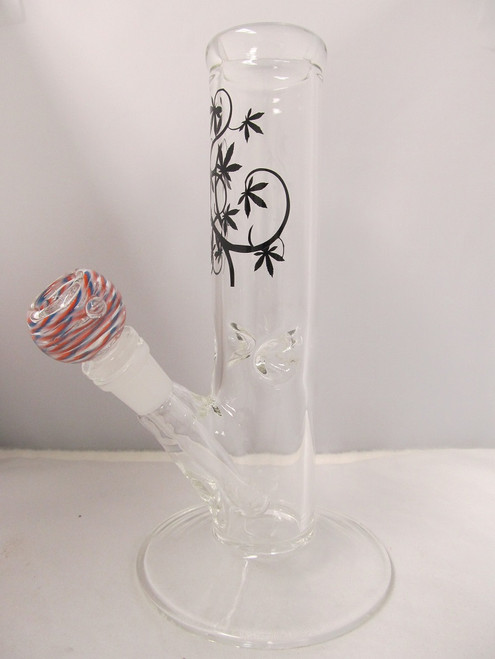 12" Flat Base Ice Pinch G/G Water Pipe w/ Downstem & Bowl (No Sticker) 