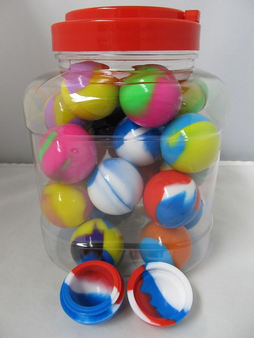 1.5" Silicone Ball Container 30ct Jar Assorted Colors