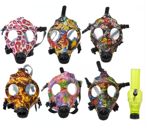 Tattoo Print Pattern Acrylic Gas Mask w/ Plastic Pipe 1ct