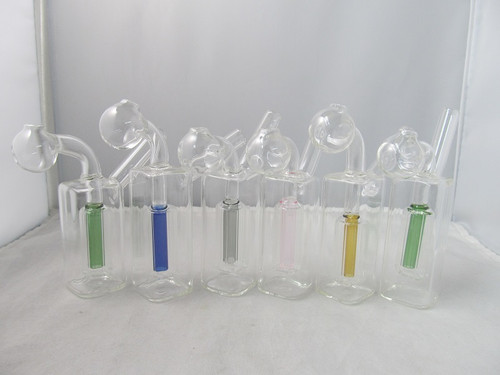 5" Ice Cube Color Perc Solid Piece Oil Burner Bubbler Rig (Teal)   