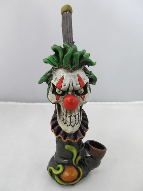 6.5" Evil Clown Resin Novelty Hand Pipe
