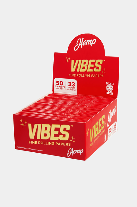 Vibes Fine Rolling Paper King Size Hemp 50 Papers 50 Booklet Display 