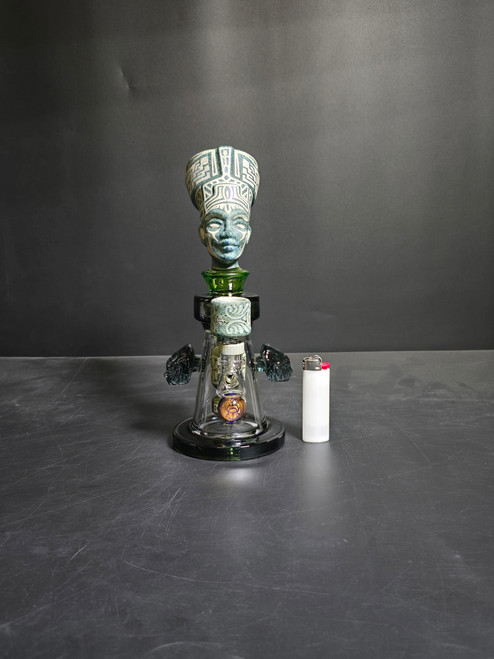 11" Nefertiti Water Pipe Rig w/Dry Bowl (Green)  