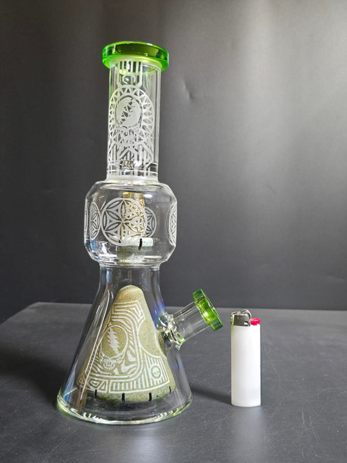 12" Stone Dome Perc Beaker Base Water Pipe Rig w/Dry Bowl 