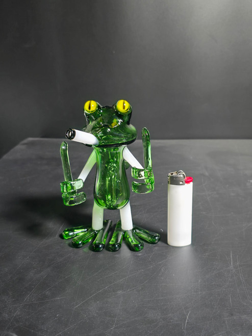 6" Smoking Frog Water Pipe Rig w/Dry Bowl (Green) 