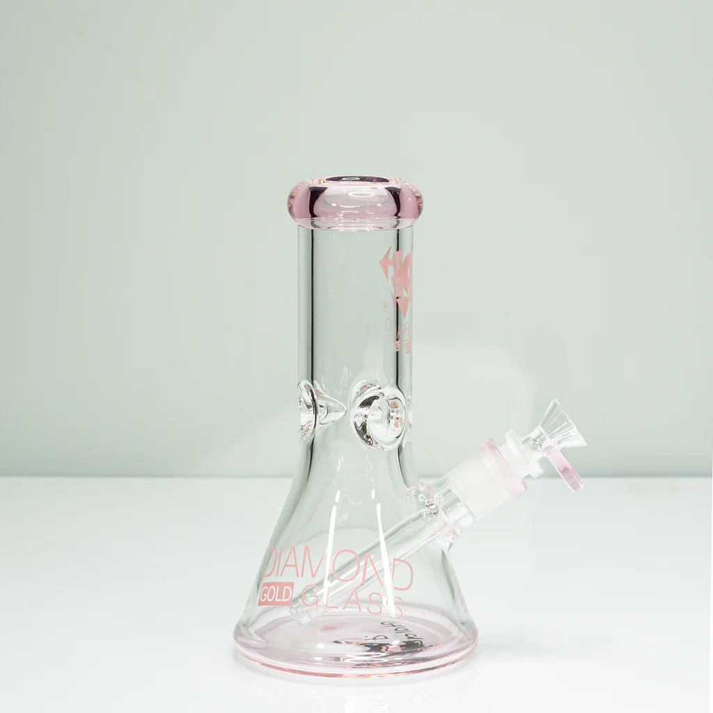 Diamond Glass 8" Beaker Water Pipe – DIAMOND HITTER, Pink