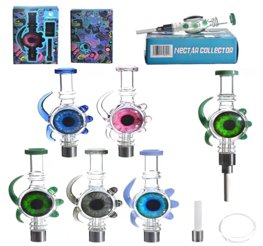 7" 3D Eye Nectar Collector Set w/Ceramic Tip & Dish
