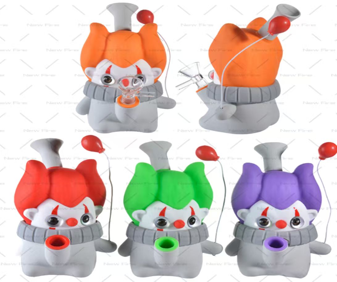 5" Scary Ballon Clown Silicone Water Pipe w/Dry Bowl