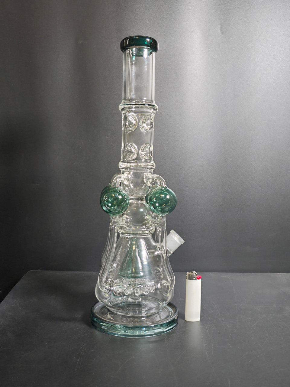 18" Quad Crazy Recycler Water Pipe Rig w/Dry Bowl (Teal)