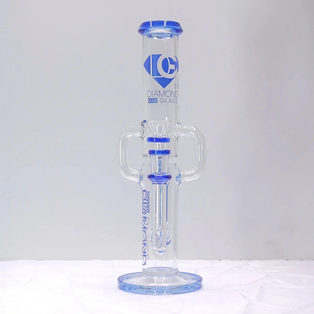 Diamond Glass 11" Double Inline Perc Recycler Water Pipe