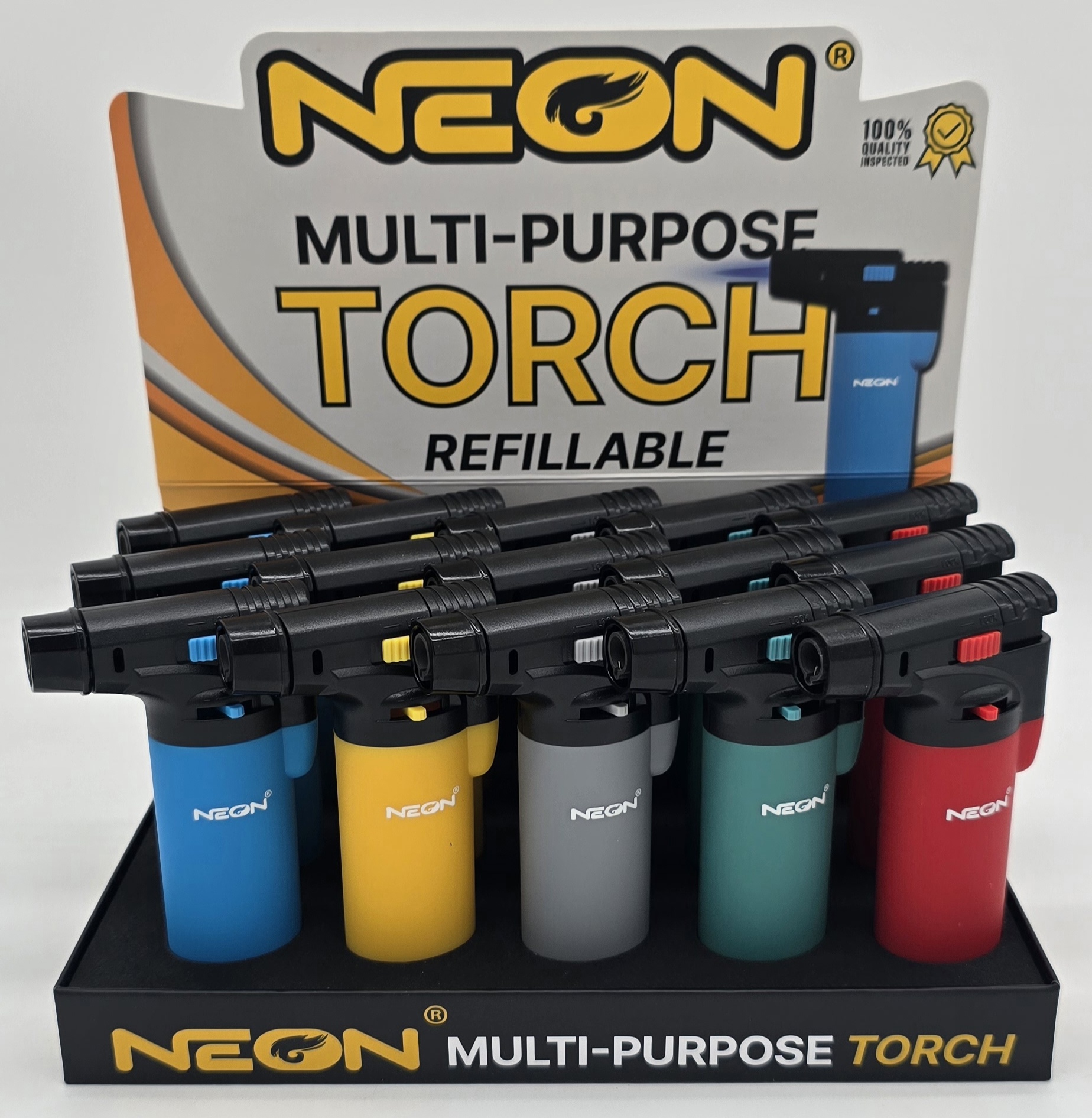 Neon Torch 4.5" Solid Torch Gun 15ct Display