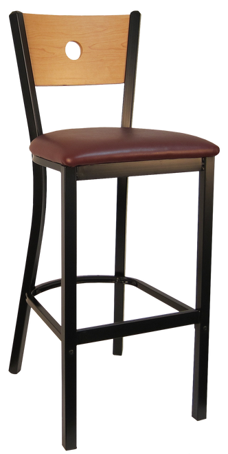 Metal Barstool with Sliver Vein and Semi Gloss Black Finish with Solid Wood Back