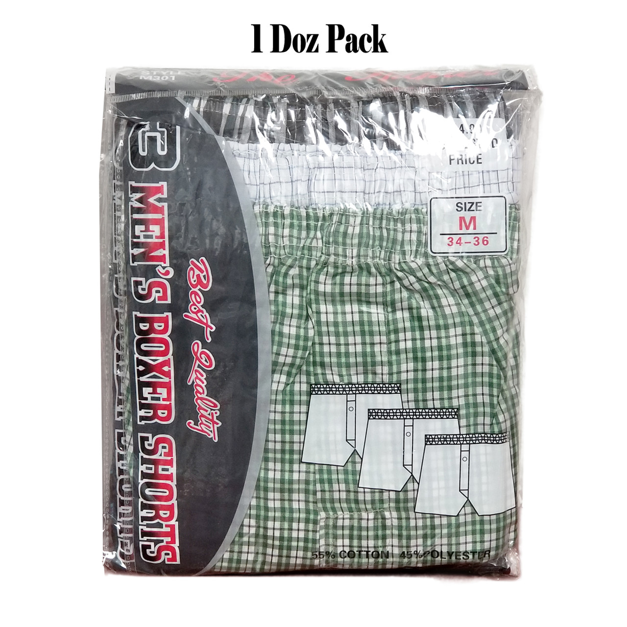 Men's Poly Cotton Boxer Shorts 3 Pack