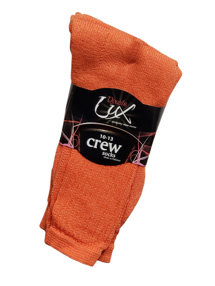 3 Pair Pack Double Lux orange Sports Crew Socks  - C/PCWHIC