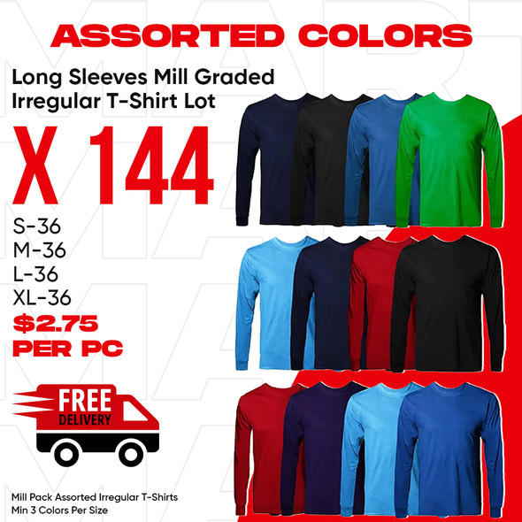 Lot of 144 Slight Ir Long Sleeves T shirts - LSTIRG