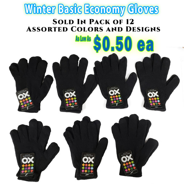 Wholesale Basic Economy Gloves -Black 