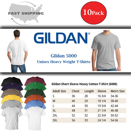 10 Pack Heavy Cotton T Shirt Solid Colors