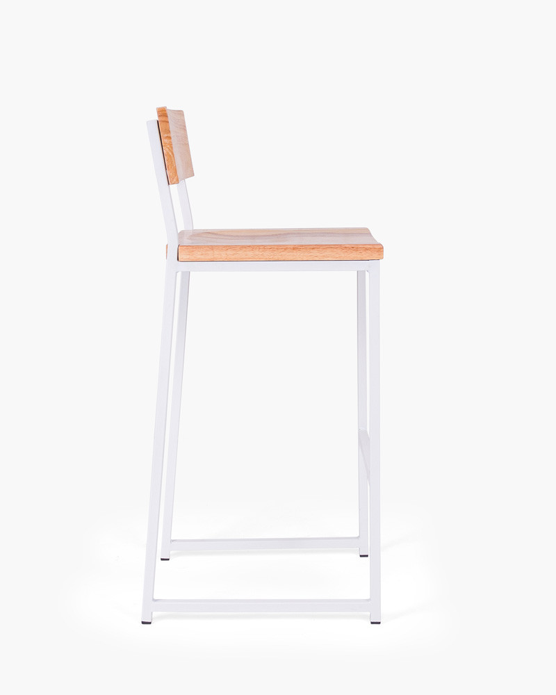 Baxter Barstool  - White - Natural Wood, 75Cm
