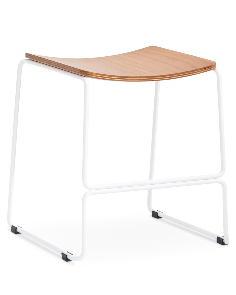 Colorado Wire Bar Stool - White, Ply Seat 45Cm