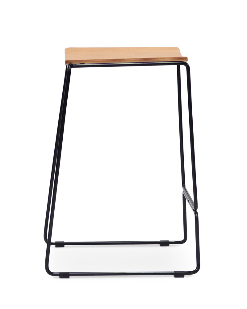 Colorado Wire Bar Stool - Black, Ply Seat 75Cm