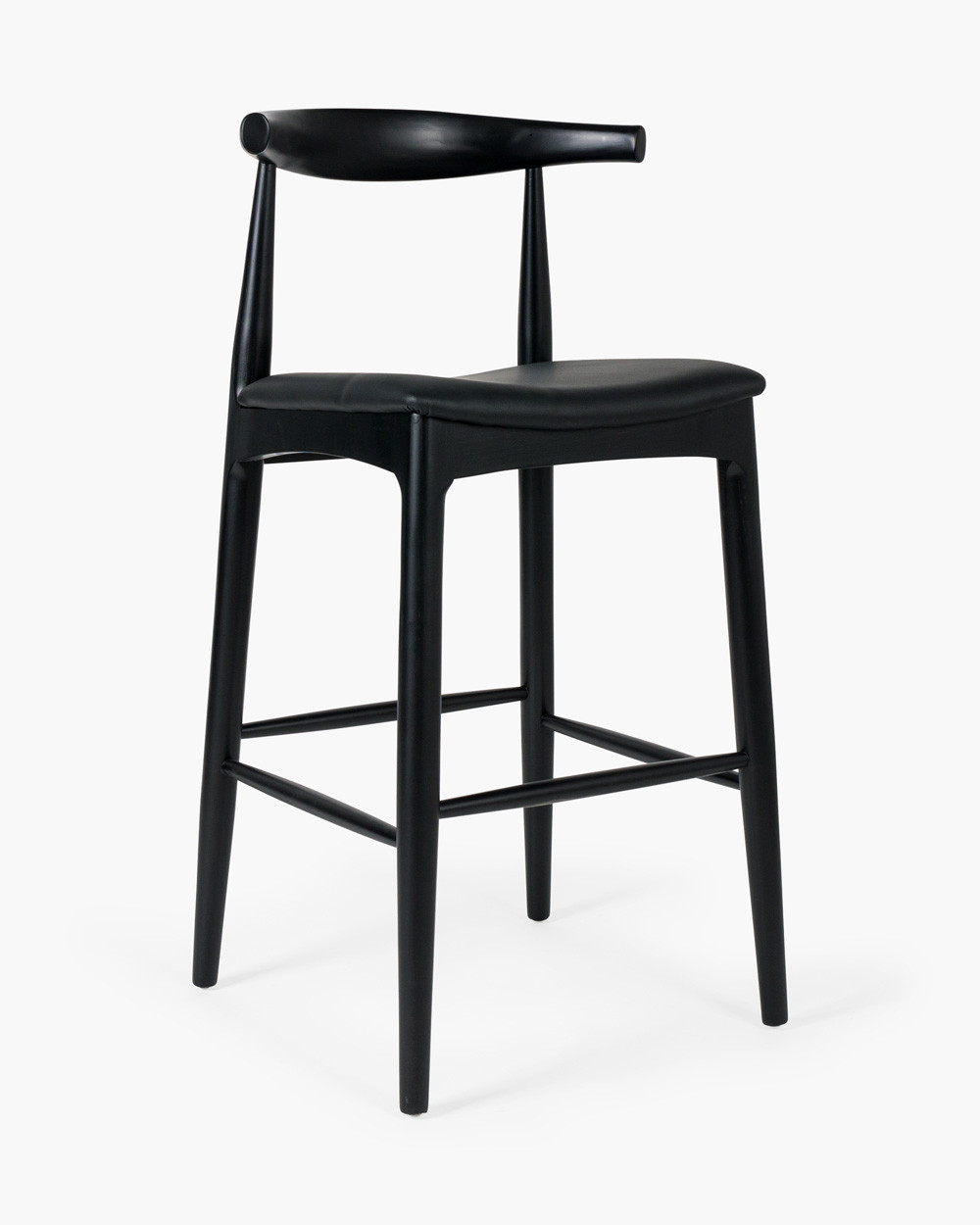 Hans Wegner Replica Elbow Barstool - Black, 75Cm