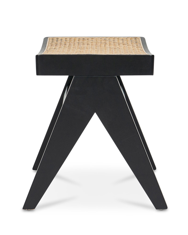 Harriet Barstool - Black With Cane Seat, 45Cm