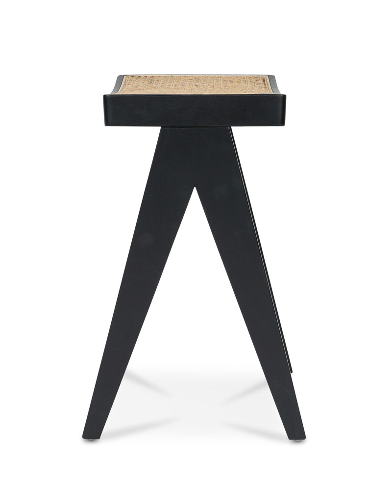 Harriet Barstool - Black With Cane Seat, 65Cm