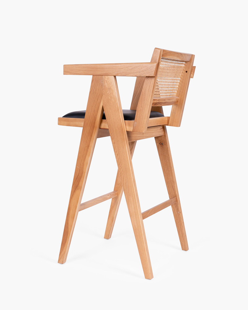 Lillian Barstool - Natural With Black Seat, 75Cm