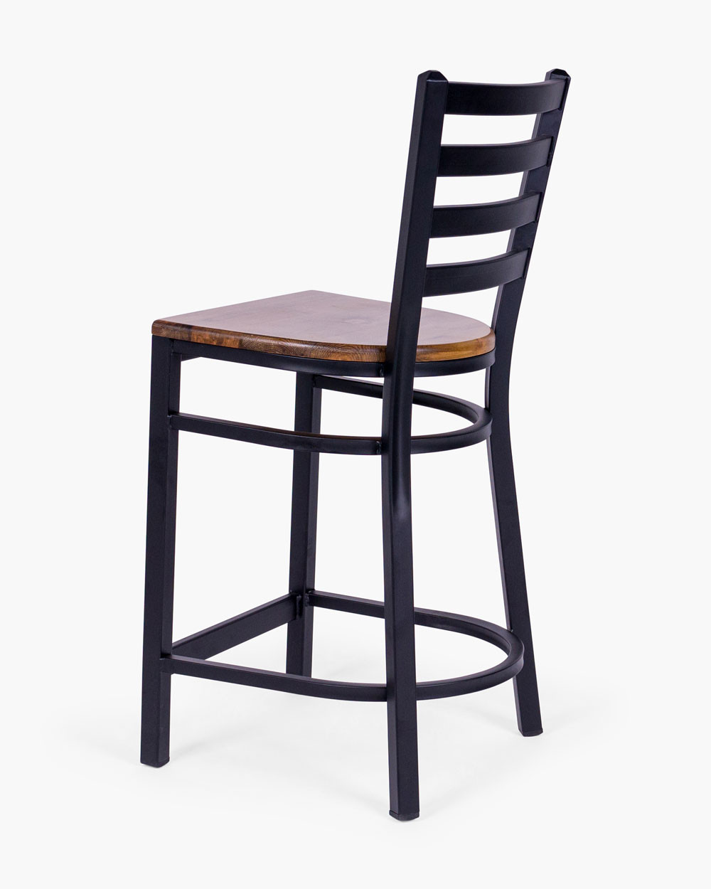 Mitchell Barstool - Matt Black, Wooden Seat, 65Cm