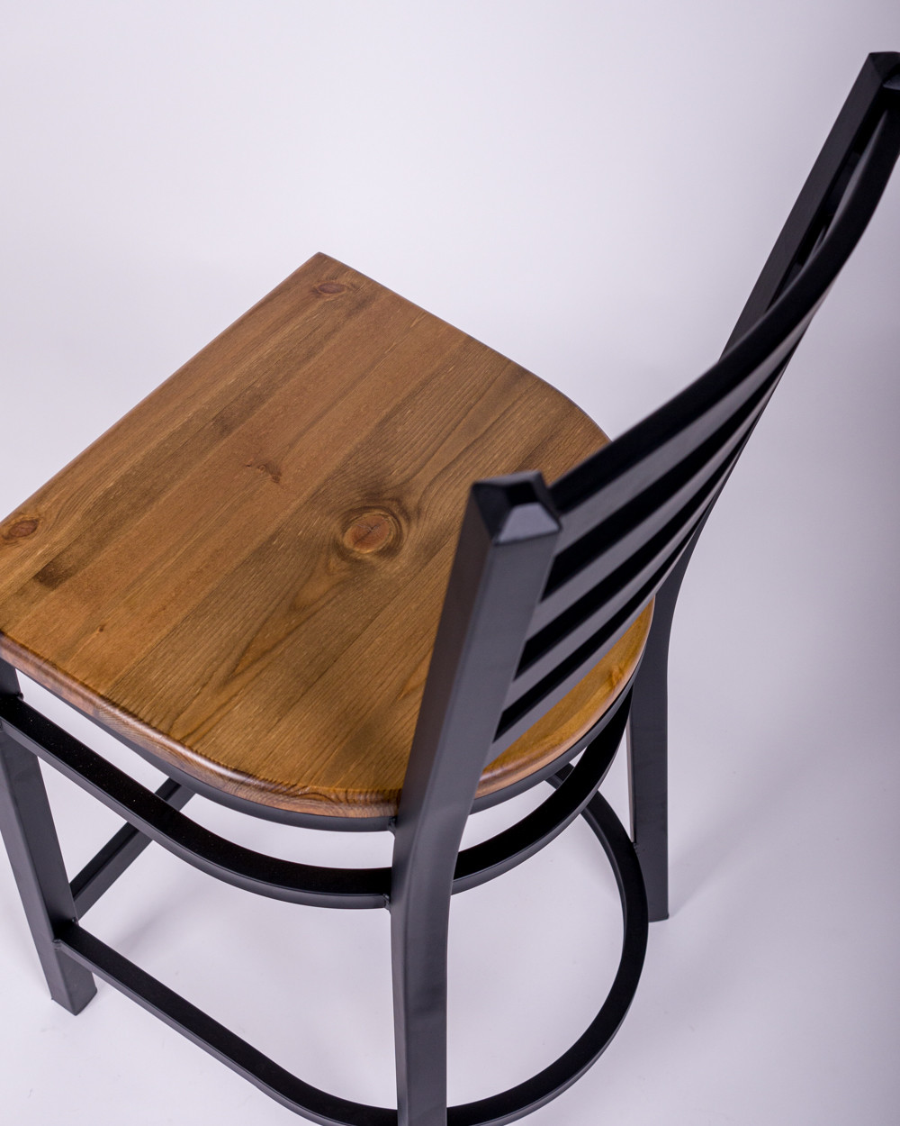 Mitchell Barstool - Matt Black, Wooden Seat, 65Cm