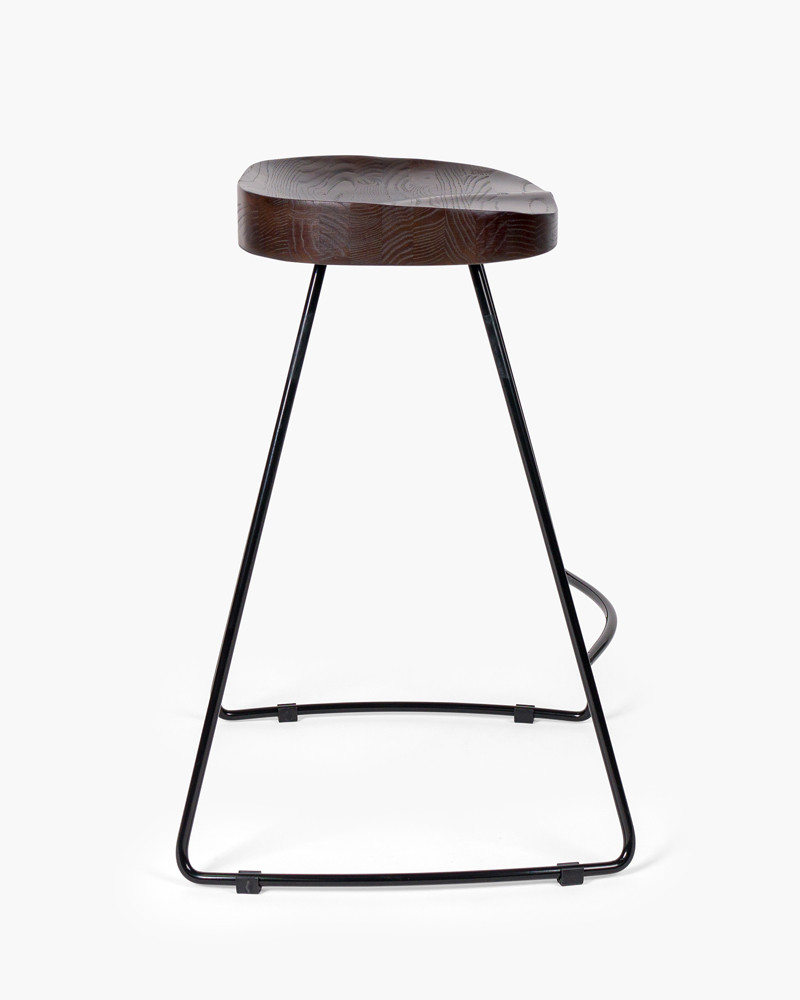 Trevor Wooden Bar Stool - Black, 65Cm - Walnut Seat